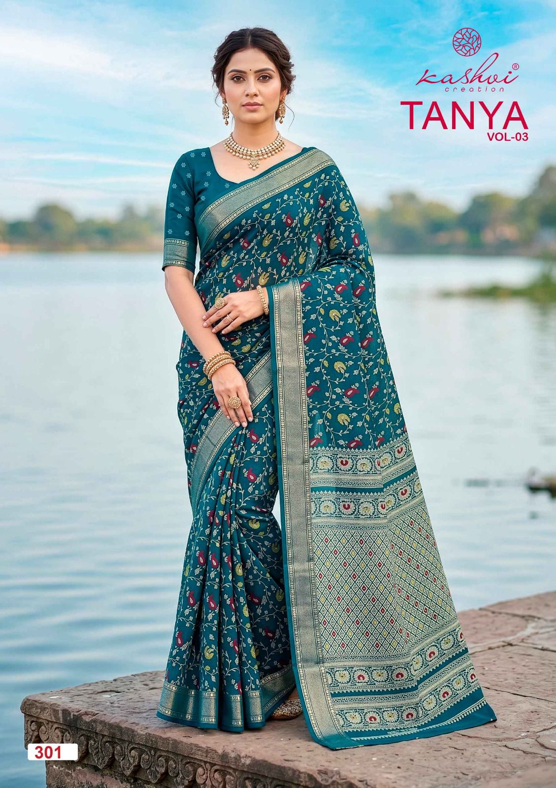Tanya Vol 3 Kashvi Creation Dull Moss Sarees Wholesale Rate