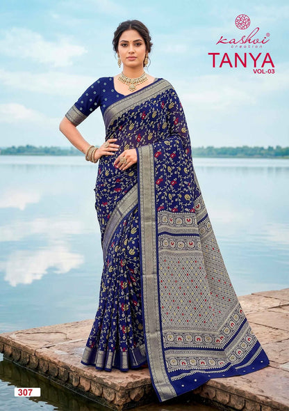 Tanya Vol 3 Kashvi Creation Dull Moss Sarees Wholesale Rate