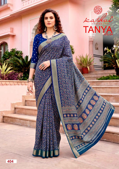 Tanya Vol 4 Kashvi Creation Dull Moss Sarees Wholesaler Gujarat