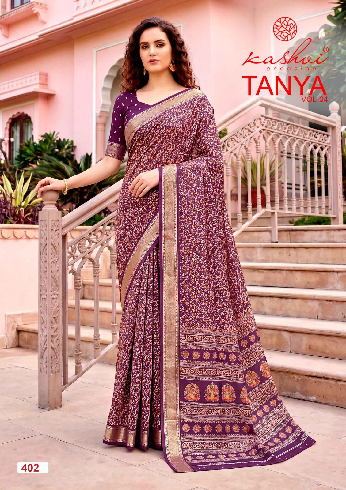 Tanya Vol 4 Kashvi Creation Dull Moss Sarees Wholesaler Gujarat