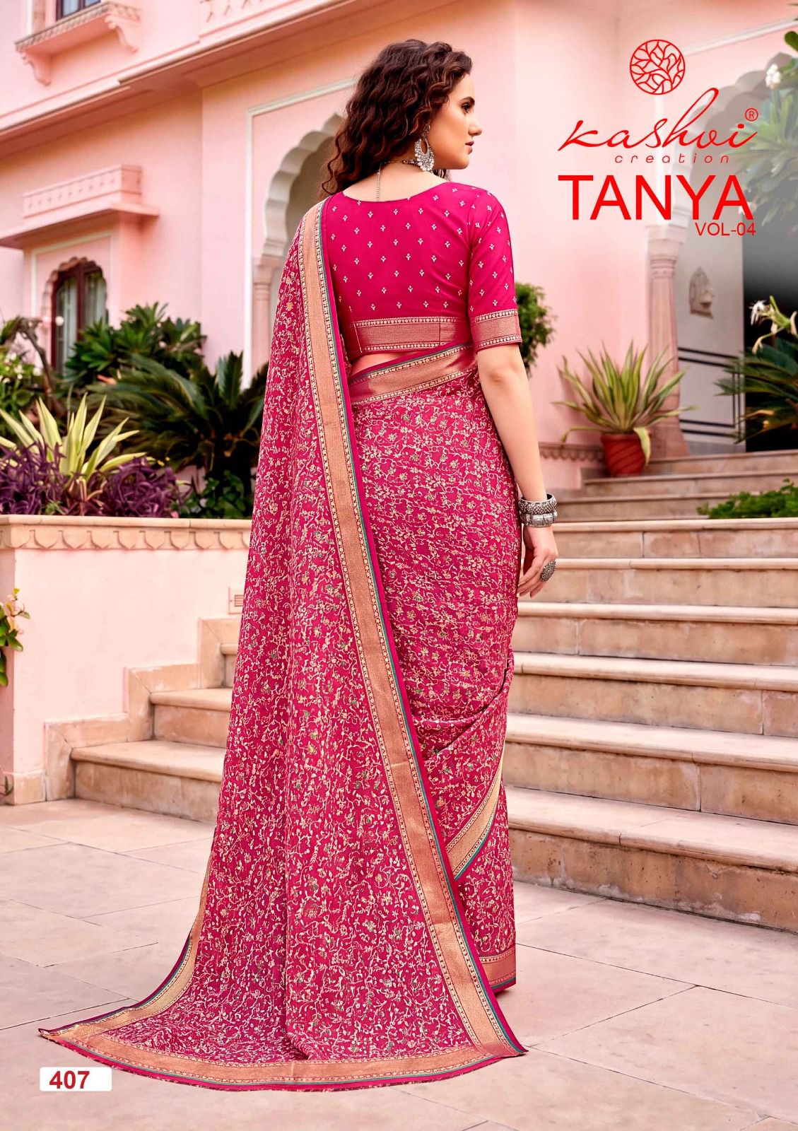 Tanya Vol 4 Kashvi Creation Dull Moss Sarees Wholesaler Gujarat
