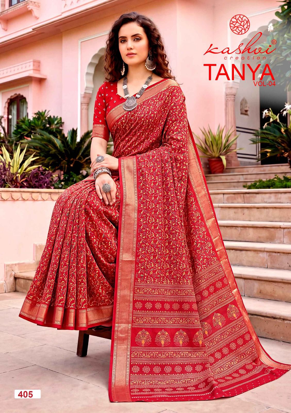 Tanya Vol 4 Kashvi Creation Dull Moss Sarees Wholesaler Gujarat
