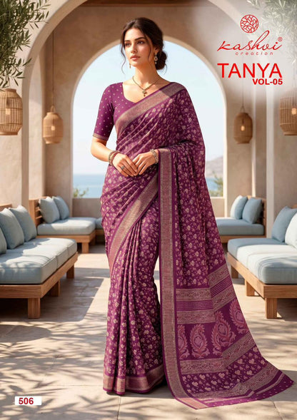 Tanya Vol 5 Kashvi Creation Dull Moss Sarees Wholesaler Gujarat
