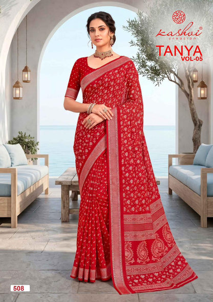 Tanya Vol 5 Kashvi Creation Dull Moss Sarees Wholesaler Gujarat