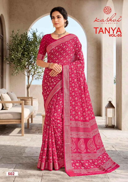 Tanya Vol 5 Kashvi Creation Dull Moss Sarees Wholesaler Gujarat