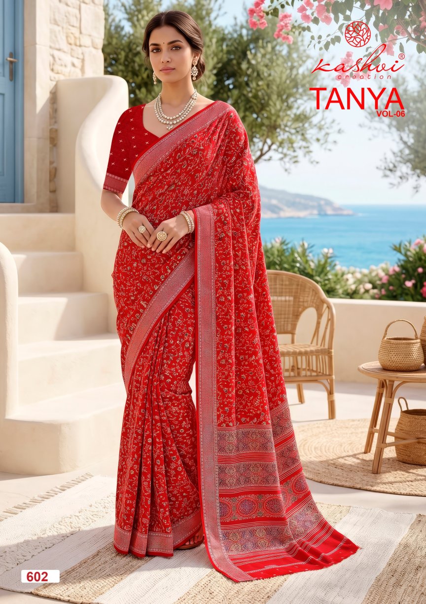 Tanya Vol 6 Kashvi Creation Dull Moss Sarees Wholesale Price
