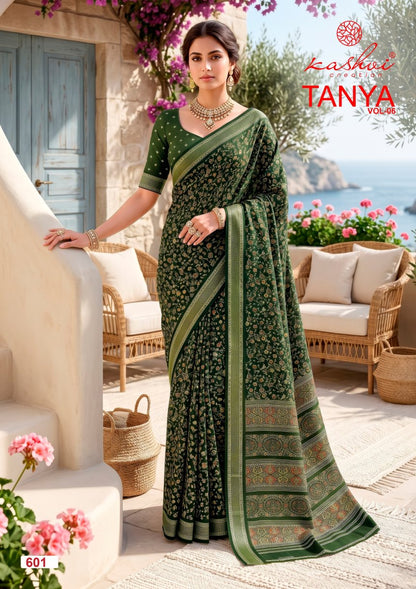 Tanya Vol 6 Kashvi Creation Dull Moss Sarees Wholesale Price