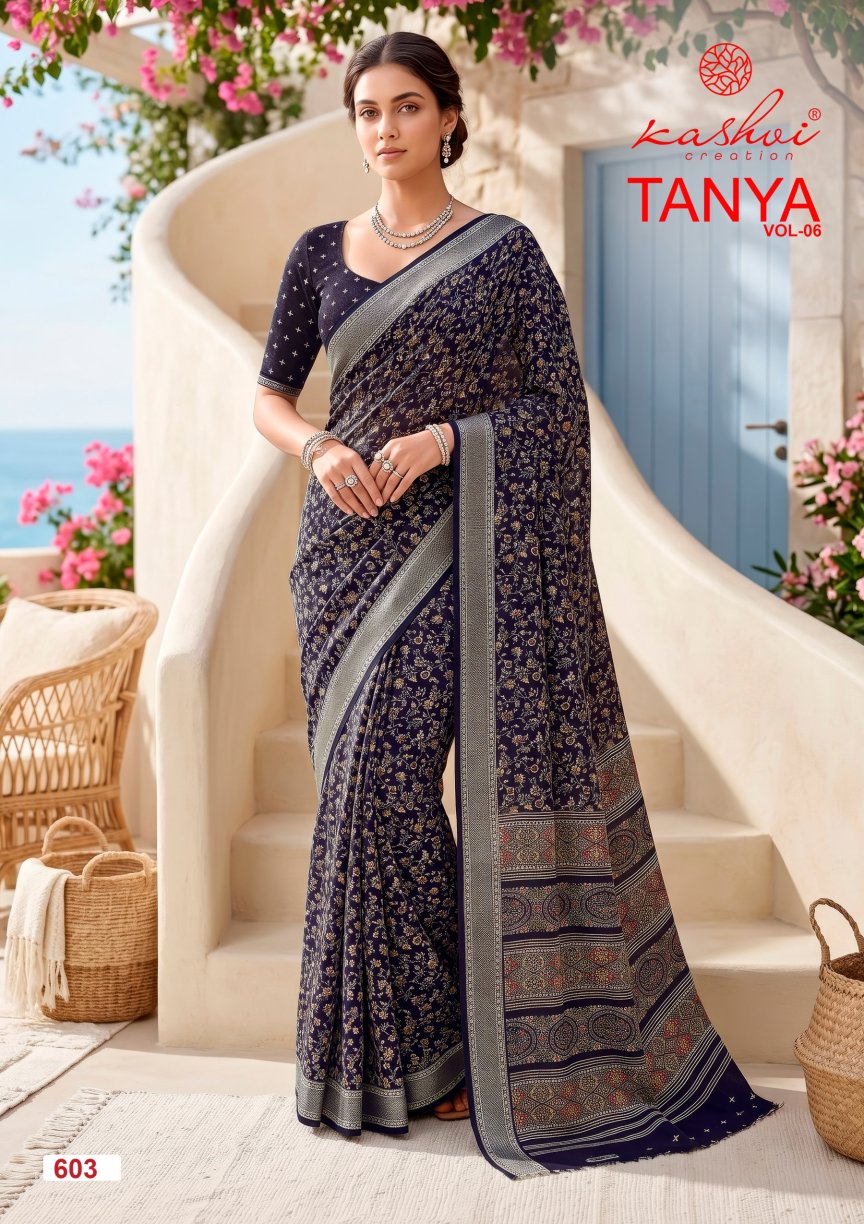 Tanya Vol 6 Kashvi Creation Dull Moss Sarees Wholesale Price