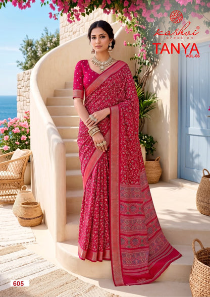 Tanya Vol 6 Kashvi Creation Dull Moss Sarees Wholesale Price