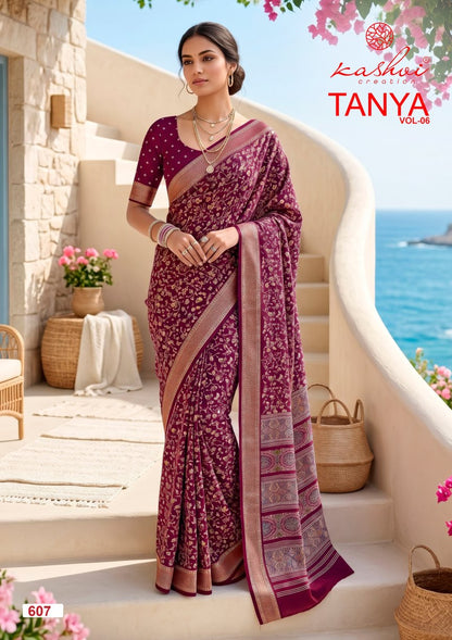 Tanya Vol 6 Kashvi Creation Dull Moss Sarees Wholesale Price