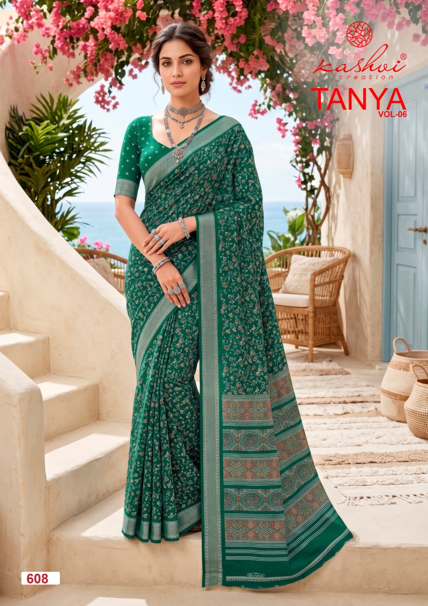 Tanya Vol 6 Kashvi Creation Dull Moss Sarees Wholesale Price
