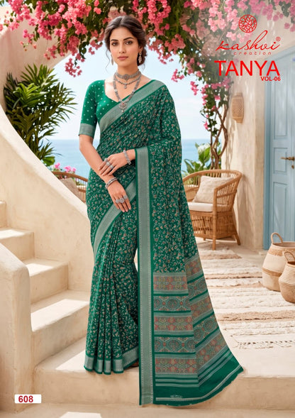 Tanya Vol 6 Kashvi Creation Dull Moss Sarees Wholesale Price