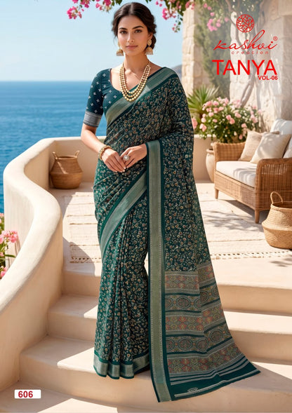 Tanya Vol 6 Kashvi Creation Dull Moss Sarees Wholesale Price