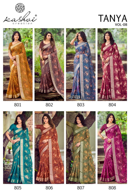 Tanya Vol 8 Kashvi Creation Dull Moss Sarees Wholesaler Ahmedabad