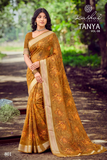 Tanya Vol 8 Kashvi Creation Dull Moss Sarees Wholesaler Ahmedabad