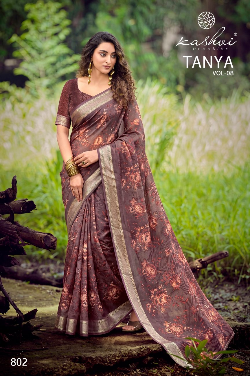 Tanya Vol 8 Kashvi Creation Dull Moss Sarees Wholesaler Ahmedabad