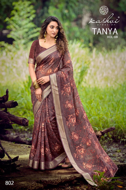 Tanya Vol 8 Kashvi Creation Dull Moss Sarees Wholesaler Ahmedabad
