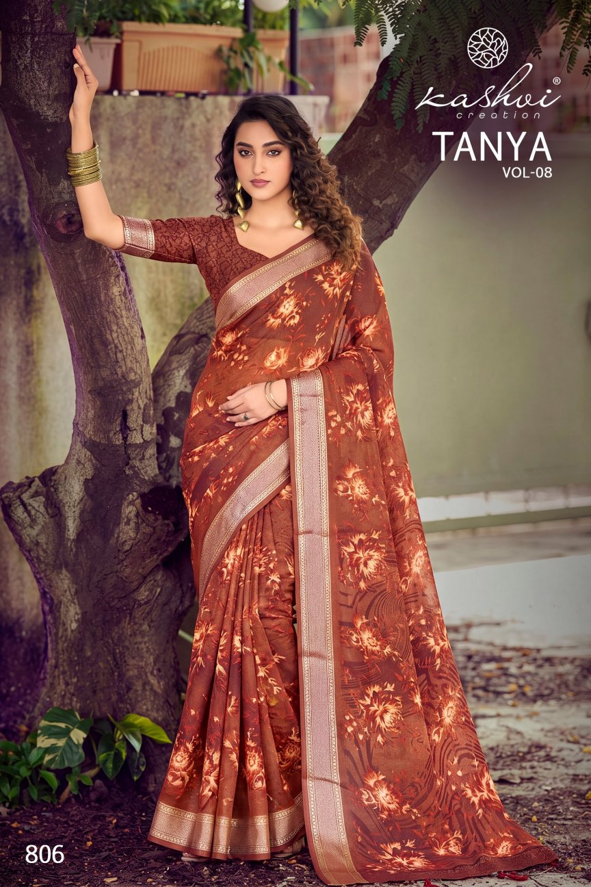 Tanya Vol 8 Kashvi Creation Dull Moss Sarees Wholesaler Ahmedabad