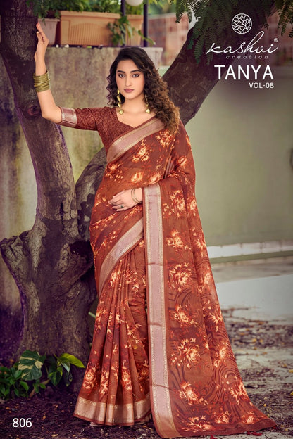 Tanya Vol 8 Kashvi Creation Dull Moss Sarees Wholesaler Ahmedabad