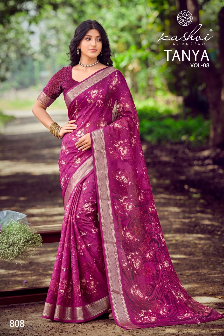 Tanya Vol 8 Kashvi Creation Dull Moss Sarees Wholesaler Ahmedabad