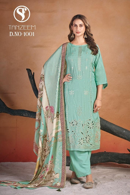Tanzeem Sweety Fashion Viscose Muslin Pant Style Suits Wholesaler India