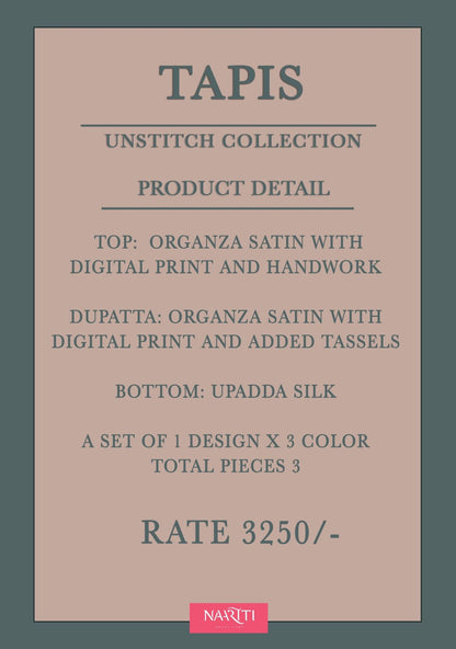 Tapis Naariti Organza Pant Style Suits Manufacturer Gujarat