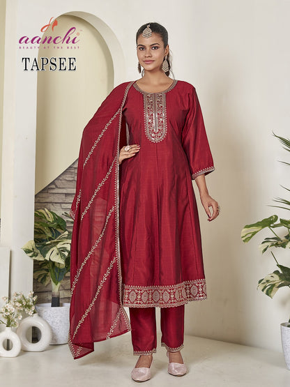 Tapsee Aanchi Vichitra Silk Readymade Anarkali Suits Wholesaler Gujarat