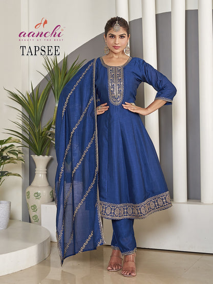 Tapsee Aanchi Vichitra Silk Readymade Anarkali Suits Wholesaler Gujarat