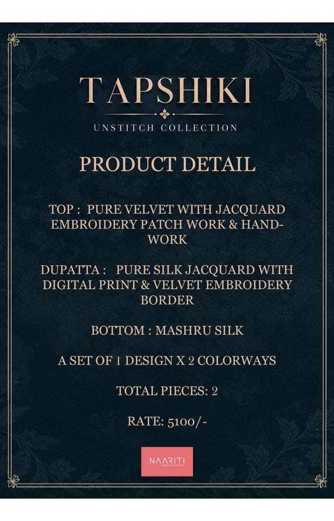Tapshiki Naariti Velvet Suits Manufacturer India
