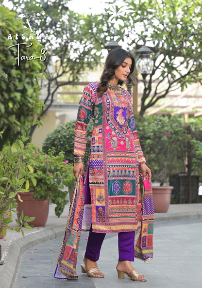 Tara 3 Afsana Muslin Karachi Readymade Suits Supplier Gujarat