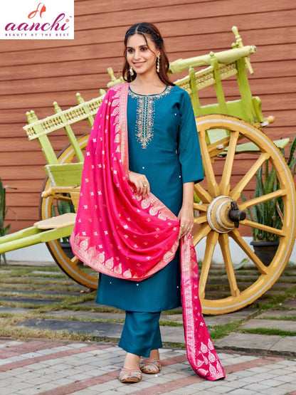 Tara Aanchi Barsana Silk Readymade Pant Style Suits Wholesale Price