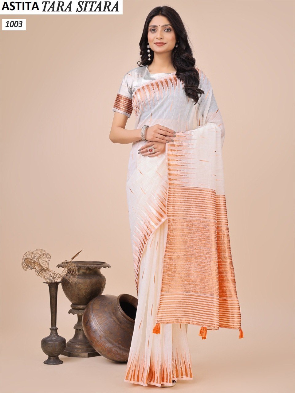 Tara Sitara 1001-1006 Astita Linen Cotton Sarees Manufacturer India