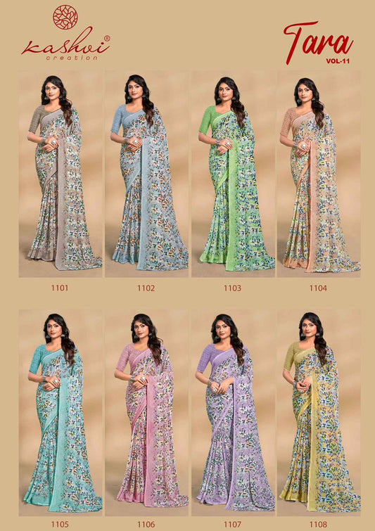 Tara Vol 11 Kashvi Creation Weightless Sarees Manufacturer Ahmedabad