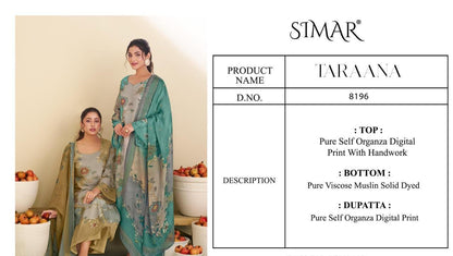 Taraana Organza Simar Pant Style Suits Exporter