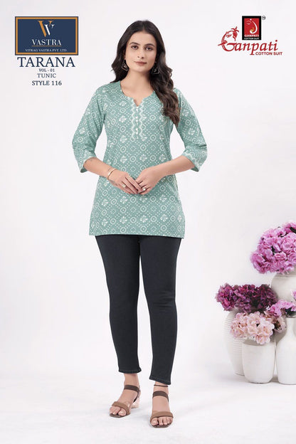 Tarana Vol 1 Ganpati Cotton Cotton Short Kurtis Supplier India