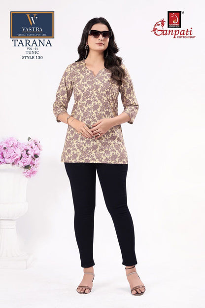 Tarana Vol 1 Ganpati Cotton Cotton Short Kurtis Supplier India