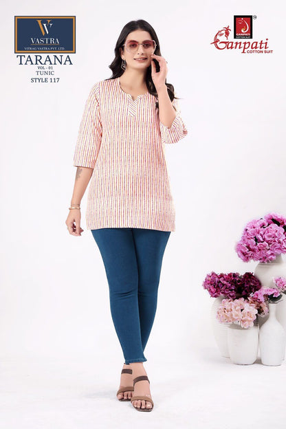 Tarana Vol 1 Ganpati Cotton Cotton Short Kurtis Supplier India