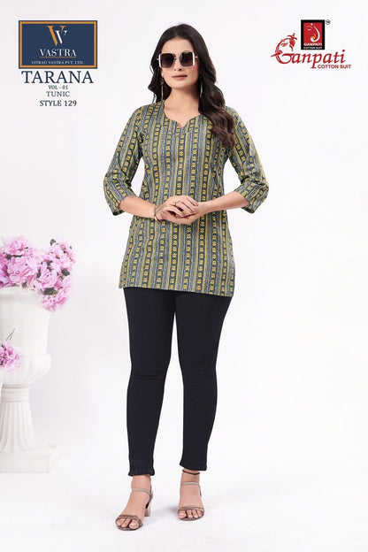 Tarana Vol 1 Ganpati Cotton Cotton Short Kurtis Supplier India