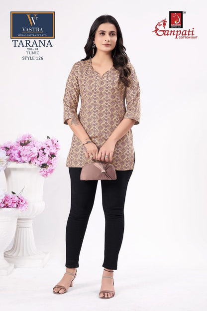 Tarana Vol 1 Ganpati Cotton Cotton Short Kurtis Supplier India