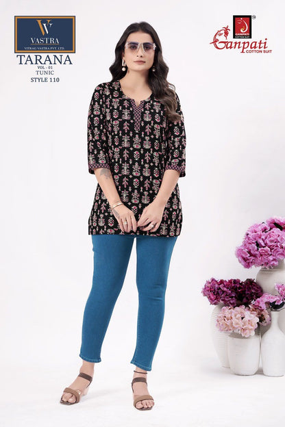 Tarana Vol 1 Ganpati Cotton Cotton Short Kurtis Supplier India