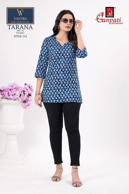 Tarana Vol 1 Ganpati Cotton Cotton Short Kurtis Supplier India