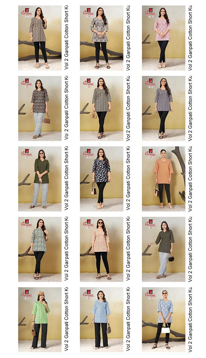 Tarana Vol 2 Ganpati Cotton Short Kurtis Wholesaler Gujarat