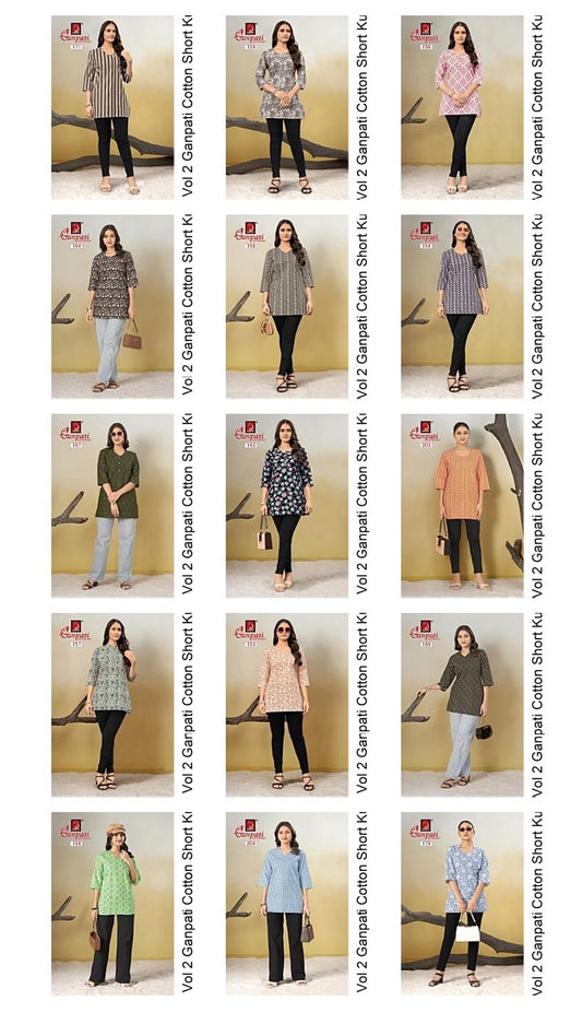 Tarana Vol 2 Ganpati Cotton Short Kurtis Wholesaler Gujarat