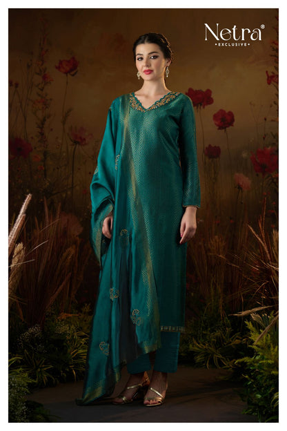 Tarang Netra Silk Jacquard Pant Style Suits Wholesale Price
