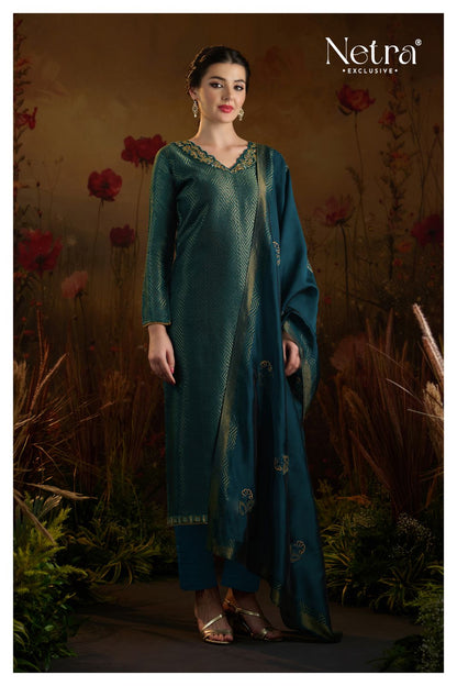 Tarang Netra Silk Jacquard Pant Style Suits Wholesale Price