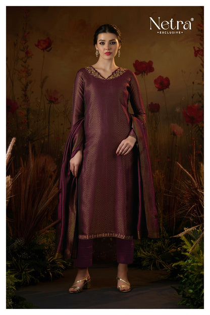 Tarang Netra Silk Jacquard Pant Style Suits Wholesale Price