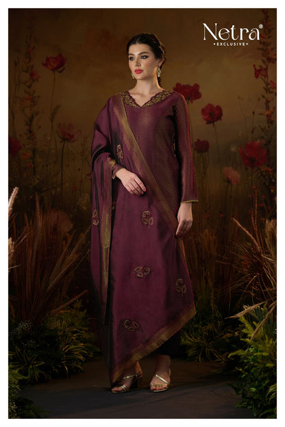 Tarang Netra Silk Jacquard Pant Style Suits Wholesale Price