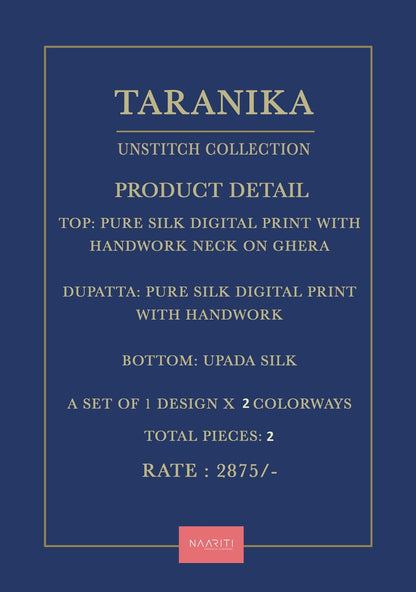 Taranika Naariti Pure Silk Pant Style Suits Wholesaler