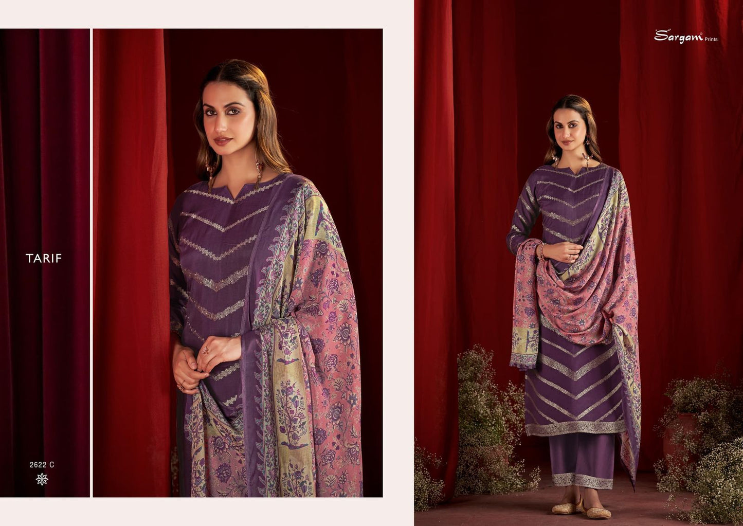 Tarif Sargam Prints Pure Bemberg Muslin Pant Style Suits Wholesale Price