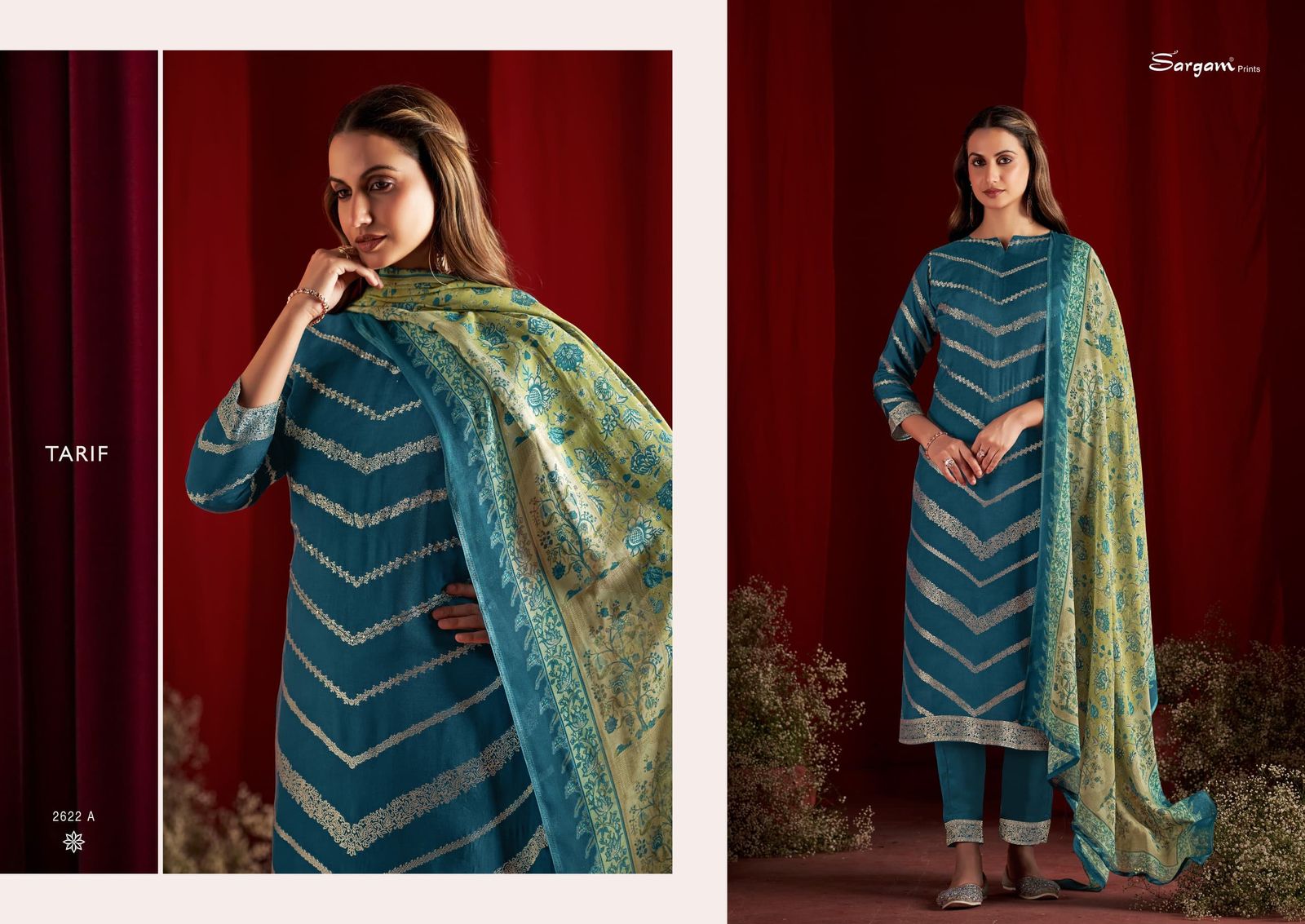 Tarif Sargam Prints Pure Bemberg Muslin Pant Style Suits Wholesale Price
